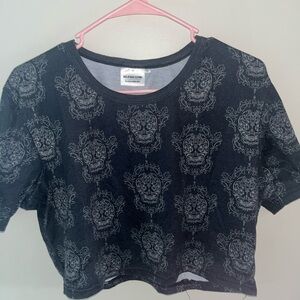 Jack Attackk Short Sleeve Skull Crop Top